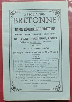 Bulletin et mémoire de l'Association Bretonne et Union Régionaliste Bretonne - congrès de Lorient...