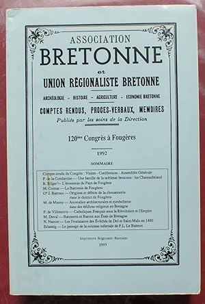 Bulletin et mémoire de l'Association Bretonne et Union Régionaliste Bretonne - congrès de Fougère...