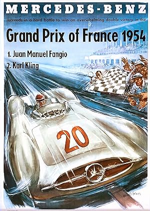 Original Vintage Poster - Mercedes-Benz Grand Prix of France 1954