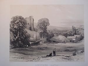 Original Antique Lithograph Illustrating a View of Longtown Castle, Herefordshire. Published By T...