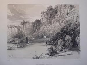 Original Antique Lithograph Illustrating a View of Coldwell Rocks, Herefordshire. Published By T....