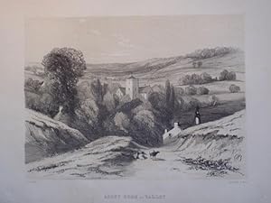 Original Antique Lithograph Illustrating a View of Abbey Dore and Valley, Herefordshire. Publishe...