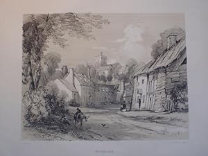 Original Antique Lithograph Illustrating a View of Wigmore, Herefordshire. Published By T. N. Web...