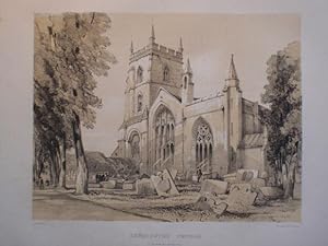 Original Antique Lithograph Illustrating a View of Leominster Church, Herefordshire. Published By...