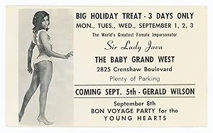 Promotional Card for Performances at The Baby Grand West