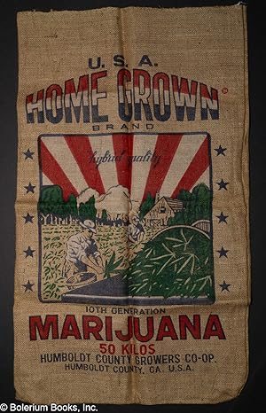 U.S.A. Home Grown Brand Marijuana, 50 kilos, Humboldt County Growers Co-Op [burlap bag novelty item]