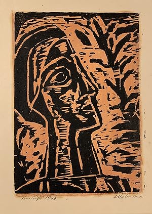 Woodcut; (Woman with tree)
