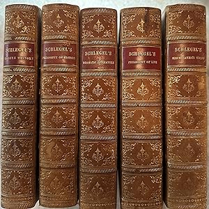 Five Volumes of Custom-Bound (Bohn) Essays by Schlegel: Philosophy of Life; Philosophy of History...