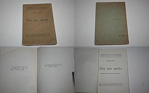 Dix Ans Après. Réflexions sur la Littérature d'Après Guerre. [Cahiers de la Quinzaine. 1932].