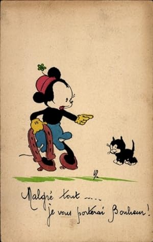 Künstler Ansichtskarte / Postkarte Maus im Stil von Disney, Hufeisen