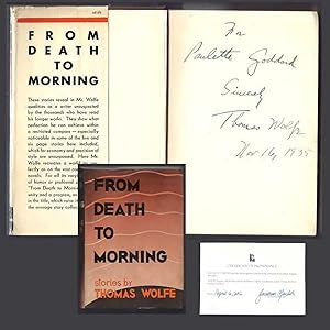 FROM DEATH TO MORNING. Inscribed by Wolfe to Paulette Goddard