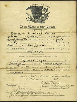 Charles E. Capen, discharge papers