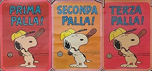 Set of Three Vintage Italian Peanuts Baseball Posters Featuring Snoopy
