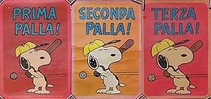 Set of Three Vintage Italian Peanuts Baseball Posters Featuring Snoopy