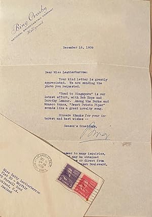 TLS letter from Bing Crosby