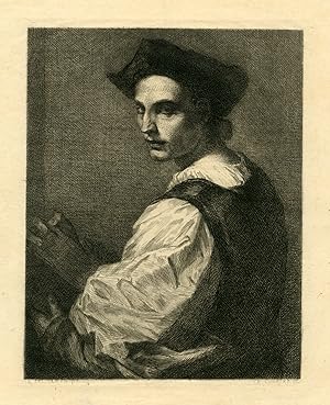 Rare-Antique Print-PORTRAIT-YOUNG-MAN-ANDREA DEL SARTO-Courtry-Del Sarto-1872-1897