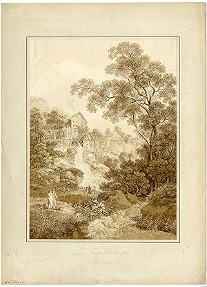 Rare-Antique Master Print-MILL-VALLEY-FOREST-KEPPGRUND-Zingg-c.1774