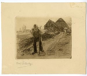 Antique Print-FARMER-FARMSTEAD-WALKING-STICK-Eickmann-1901