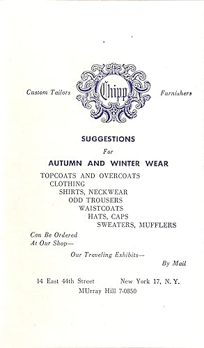 Chipp Suggestions For Autumn And Winter Wear c1950s Catalog