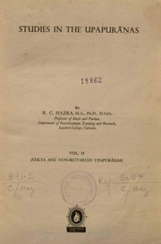 Studies in the Upapuranas : Volume 2, Sakta and non-sectarian Upapuranas [Calcutta Sanskrit Colle...
