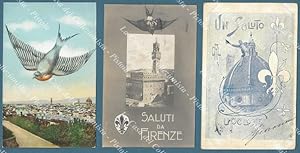 FIRENZE. Saluti da. 3 cartoline d'epoca viaggiate