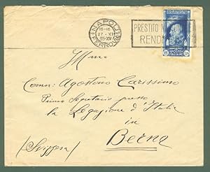 Storia postale Regno. Lettera del 27.11.1935 per Berna affrancata con lire 1,25 azzurro Salone Ae...