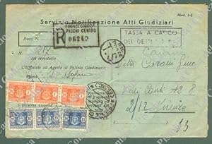 Storia postale Repubblica. ATTO GIUDIZIARIO 31.4.1947 in tassa a carico del destinatario