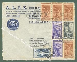 REPUBBLICA ITALIANA. Storia Postale. Frontespizio di aereogramma diretto a Lima (PerÃ ) del 1951 ...