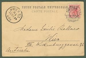GERMANIA. SMYRNE. Cartolina del 16.11.1899 per Vienna affrancata con francobollo da 20 PARA.