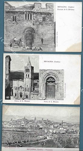 BEVAGNA, Perugia. 3 cartoline d'epoca, inzio 1900