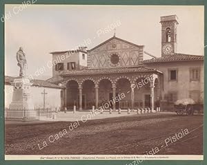 PERETOLA, Firenze. La piazza con la chiesa e monumento a Garibaldi. Foto originale Alinari fine '800