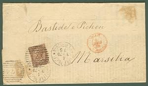 Regno. Lettera per Marsiglia affrancata con cent. 30 bruno (T19).
