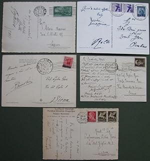 LUOGOTENENZA - REPUBBLICA. Insieme di cinque cartoline illustrate, periodo 1945-1949.