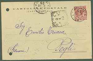 Regno. PERFIN. DAMMAN e C. Cartolina commerciale del 31.3.1910 affrancata con cent. 10 Leoni perf...