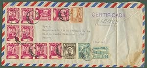 PERU'. Lettera aerea raccomandata del 24.6.1951 per Genova