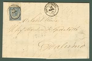 REGNO. Bordo di foglio. Lettera del 13.3.1866 da Caltanissetta per Palermo. Affrancata con cent. ...