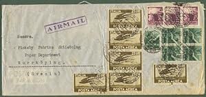 Repubblica. AEROGRAMMA del 5.6.1949 da Milano per la Svezia. Affrancato per lire 215.