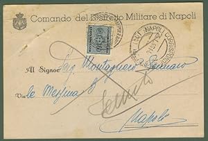 Luogotenenza. TASSA A CARICO. Cartolina del 25 gennaio 1946 interna a Napoli.