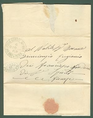 STRADE FERRATE LIVORNESI. Lettera del 7 Dicembre 1861 da Pistoia a Firenze