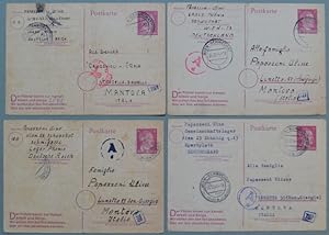 Seconda Guerra. Lavoratore italiano in Germania. 4 cartoline postali 23 ottobre 1944 - 5 febbraio...
