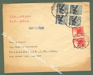 REPUBBLICA ITALIANA. Storia Postale. Lettera aerea del 1947 da Roma per gli U.S.A.
