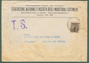 STORIA POSTALE REPUBBLICA SOCIALE ITALIANA. STAMPA del 1944 da Gallarate (Varese)a Bassano del Gr...