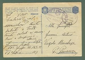 Storia postale Regno. SECONDA GUERRA. POSTA MILITARE 163 su cartolina in franchigia del 06.06.1943.