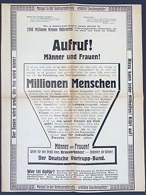 Aufruf! Männer und Frauen! [WW I poster opposing the fermentation of food for alcohol]