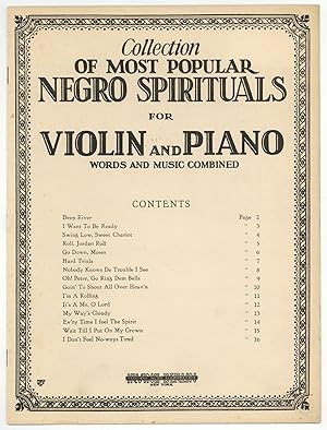 [Sheet music]: Collection of Most Popular Negro Spirituals for Violin and Piano