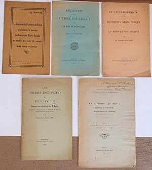 Lot de 5 plaquettes dont 2 signées : Les Pierres Encouplées de Tourlaville + La Pierre au Rey de ...