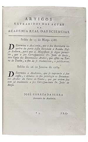 Documentos Arabicos para a historia Portugueza copiados dos originaes da Torre do Tombo