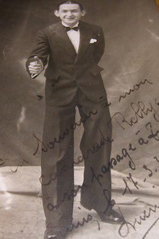 Black & White Postcard, with autographed dedication to Rellys.