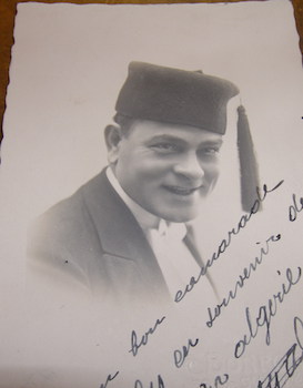 Black & White Postcard, autographed with dedication to Rellys. Ben Ali.