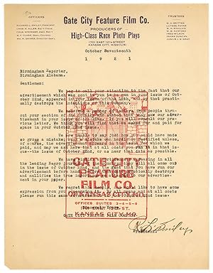 Typed Letter Signed ("R. L. Smiley") advising the the Birmingham, Alabama Reporter that they had ...